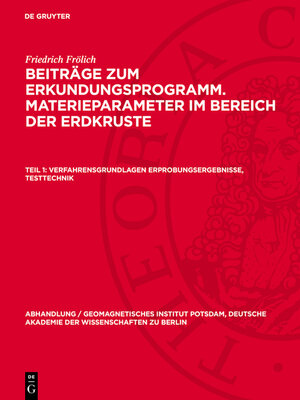 cover image of Verfahrensgrundlagen Erprobungsergebnisse, Testtechnik